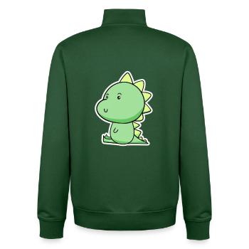 Cheerful Dino Cartoon Green - Unisex Organic Zip Sweatshirt by Stanley/Stella - bottle green - Back - AI Model Male 185 dark (185cm)