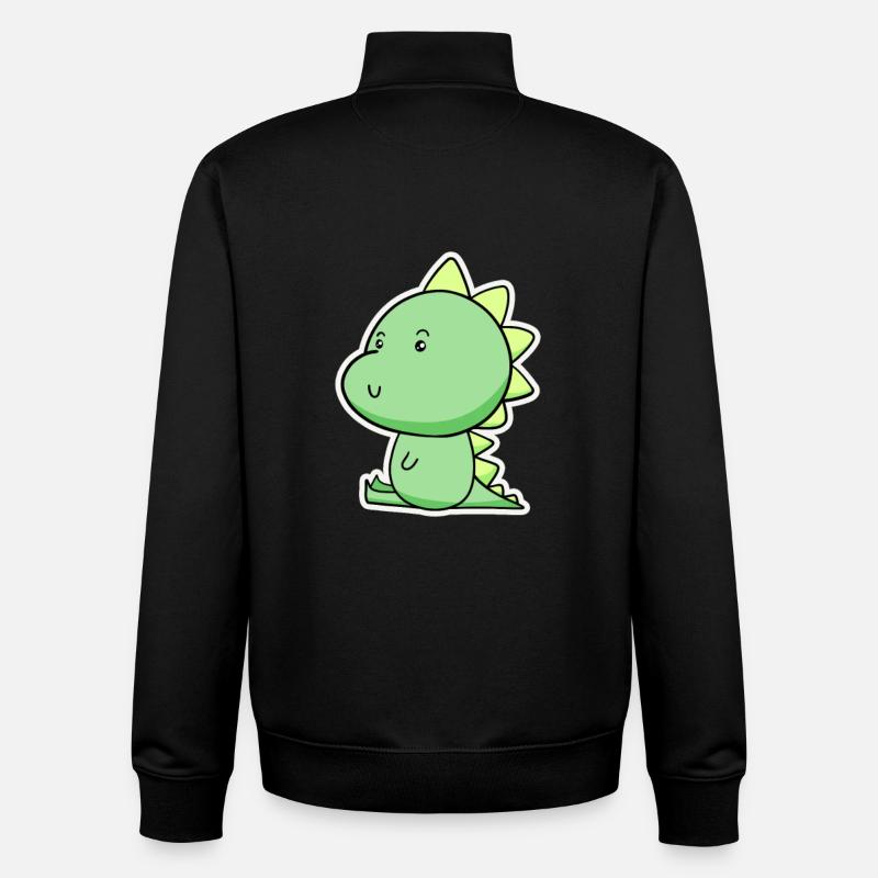 Dino Cartoon Vert Joyeux - Sweat zippé unisexe en coton bio Stanley/Stella - noir