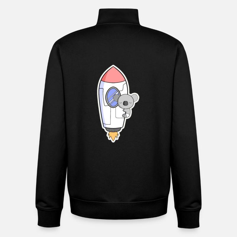 Fusée Koala en orbite - Sweat zippé unisexe en coton bio Stanley/Stella - noir