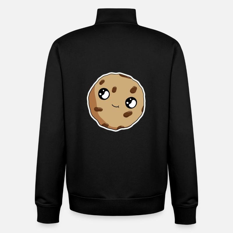 Cookie Sourire Biscuit Cartoon Cookie - Sweat zippé unisexe en coton bio Stanley/Stella - noir