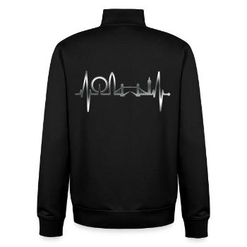 Londres Skyline Heartbeat Angleterre Royaume-Uni Coeur Argent - Sweat zippé unisexe en coton bio Stanley/Stella - noir - Dos - AI Model Male 185 light (185cm)