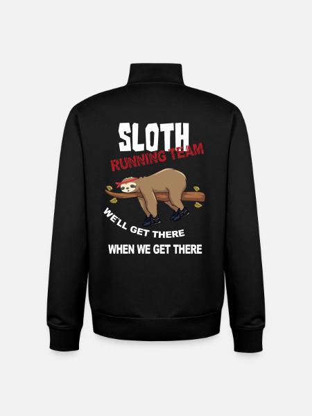 Funny Sloth Running Team Design - Unisex Organic Zip Sweatshirt by Stanley/Stella - black