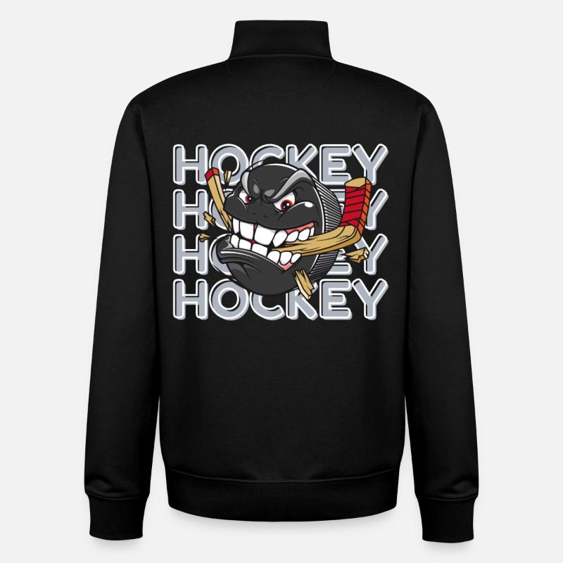 Rondelle de hockey Wild - Sweat zippé unisexe en coton bio Stanley/Stella - noir