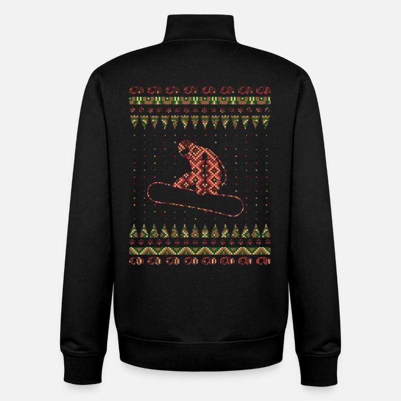Snowboarder snowboard hiver noël - Sweat zippé unisexe en coton bio Stanley/Stella - noir