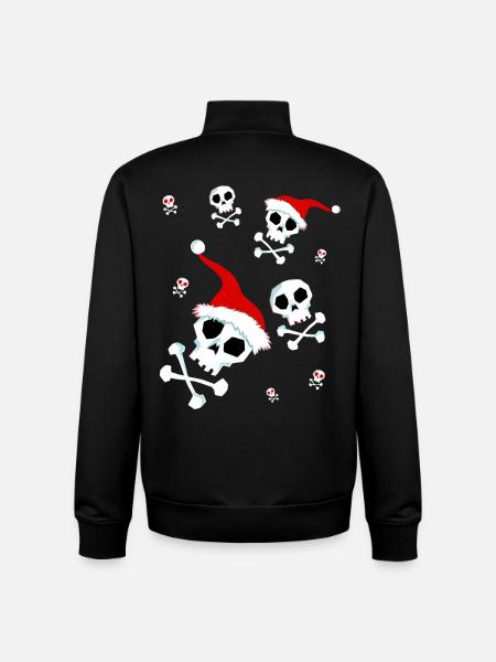 Christmas Skull Santa Skull - Unisex Organic Zip Sweatshirt by Stanley/Stella - black