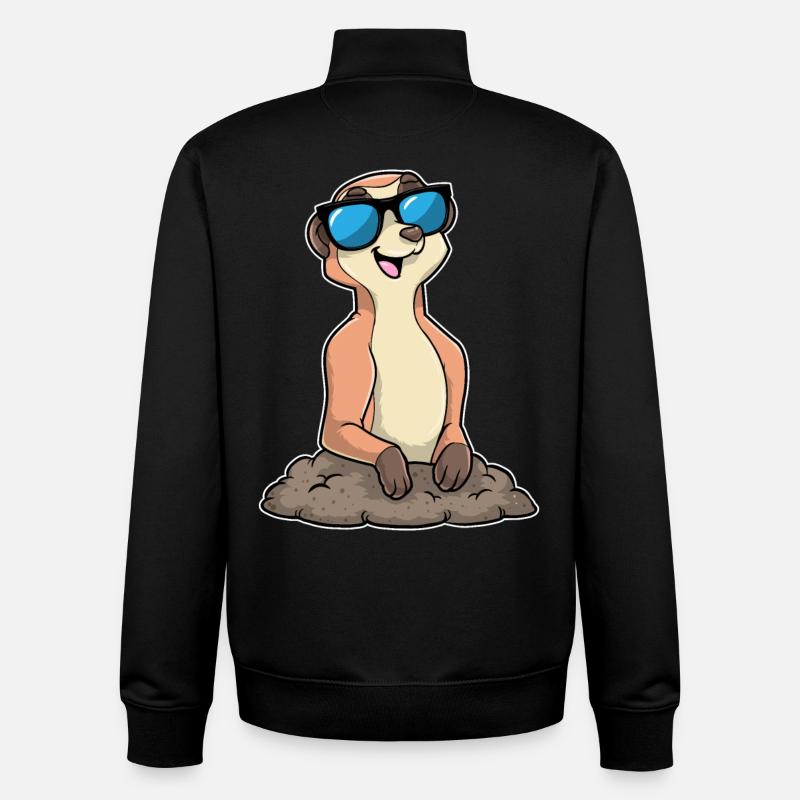 Erdmännchen mit Brille - Unisex Organic Zip Sweatshirt von Stanley/Stella - Schwarz