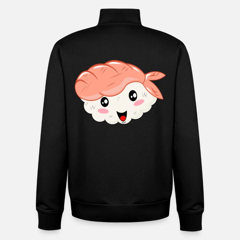 Sushis Nigiri Kawaii avec crevettes - Sweat zippé unisexe en coton bio Stanley/Stella - noir