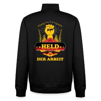 Held Der Arbeit - DDR Symbol Hammer und Zirkel - Unisex Organic Zip Sweatshirt von Stanley/Stella - Schwarz - Hinten - AI Model Male 185 light (185cm)