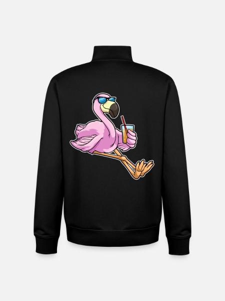 Flamingo Sunglasses - Unisex Organic Zip Sweatshirt by Stanley/Stella - black