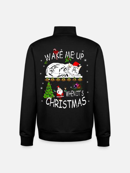 Happy Holidays with cat - Unisex Organic Zip Sweatshirt by Stanley/Stella - black