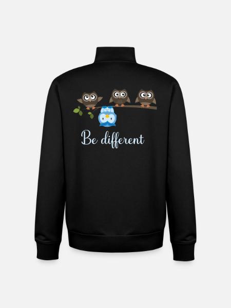 Be Different Owl - Unisex Organic Zip Sweatshirt by Stanley/Stella - black
