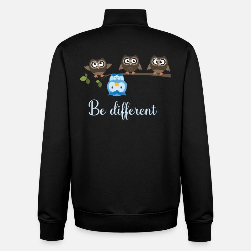 Be Different Owl - Unisex Organic Zip Sweatshirt by Stanley/Stella - black