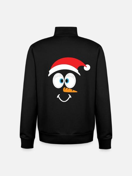 Cheerful snowman with santa hat - Unisex Organic Zip Sweatshirt by Stanley/Stella - black
