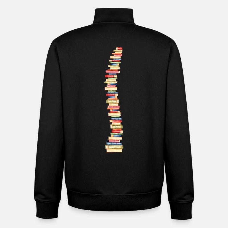 Books spine backbone bookworm - Unisex Organic Zip Sweatshirt by Stanley/Stella - black