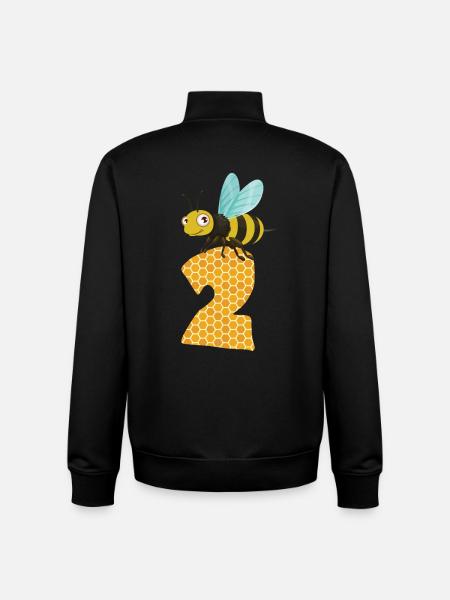 Abeille numéro deux 2e anniversaire - Sweat zippé unisexe en coton bio Stanley/Stella - noir