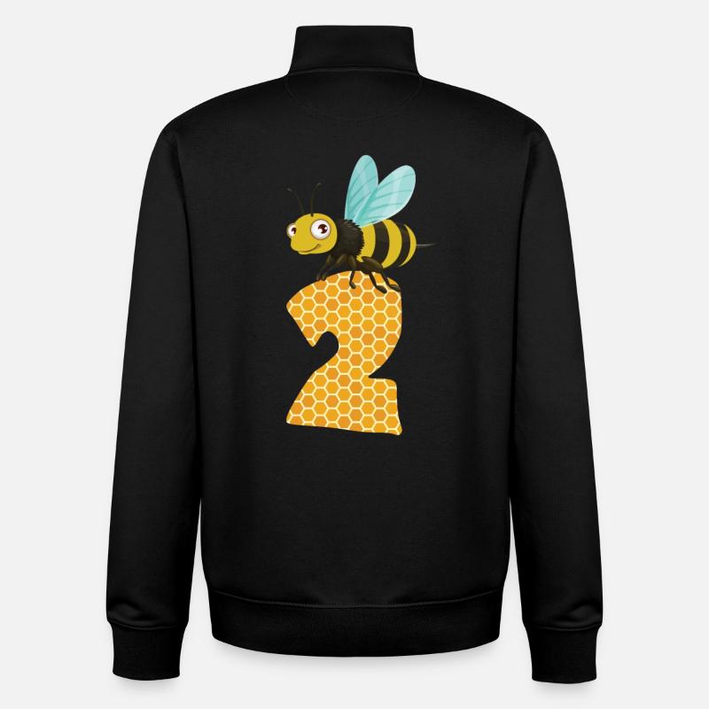 Abeille numéro deux 2e anniversaire - Sweat zippé unisexe en coton bio Stanley/Stella - noir