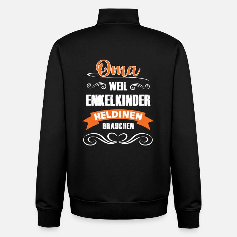 Oma Wächst Enkelkinder Heldinnen - Unisex Organic Zip Sweatshirt von Stanley/Stella - Schwarz