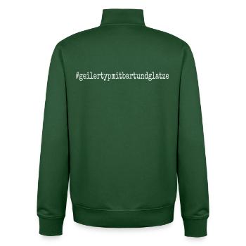 Type Avec Barbe & Chauve Chauve Porte-barbe - Sweat zippé unisexe en coton bio Stanley/Stella - vert bouteille - Dos - AI Model Male 185 dark (185cm)