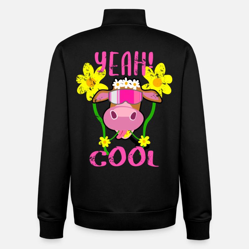 Vache drôle - Sweat zippé unisexe en coton bio Stanley/Stella - noir