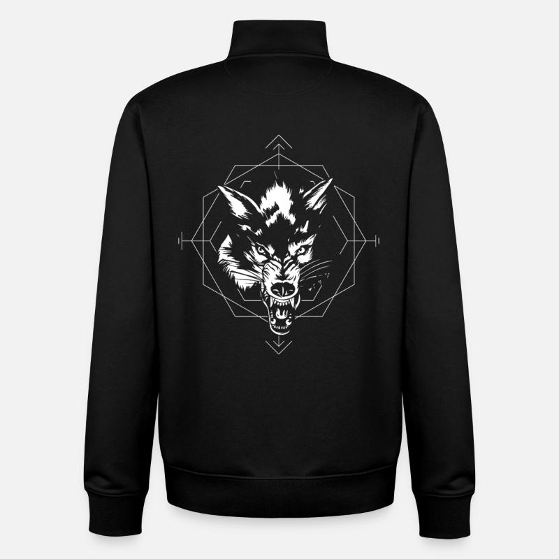 Wilder Wolf Geometrisch - Unisex Organic Zip Sweatshirt von Stanley/Stella - Schwarz