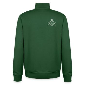 Symbole maçonniste Angle & Cercle Franc-maçonnerie - Sweat zippé unisexe en coton bio Stanley/Stella - vert bouteille - Dos - AI Model Male 185 dark (185cm)