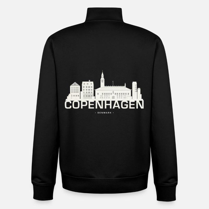 Skyline de Copenhague Copenhague - Sweat zippé unisexe en coton bio Stanley/Stella - noir