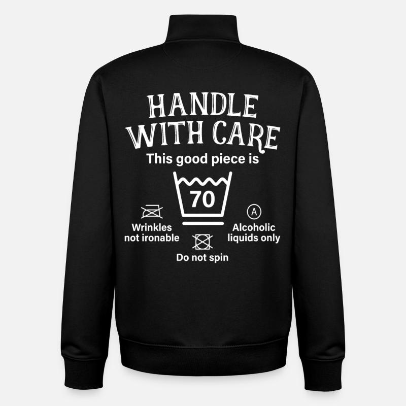 Manipuler avec précaution 70ème anniversaire - Sweat zippé unisexe en coton bio Stanley/Stella - noir