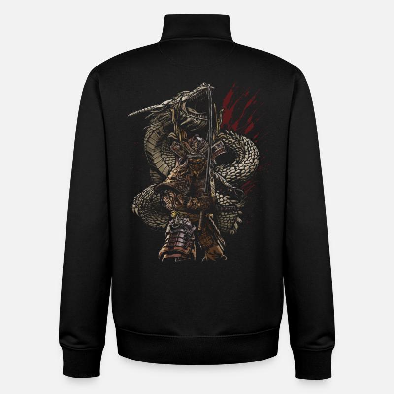 Drachenwächter-Samurai-Bogenschützen-Fantasy - Unisex Organic Zip Sweatshirt von Stanley/Stella - Schwarz