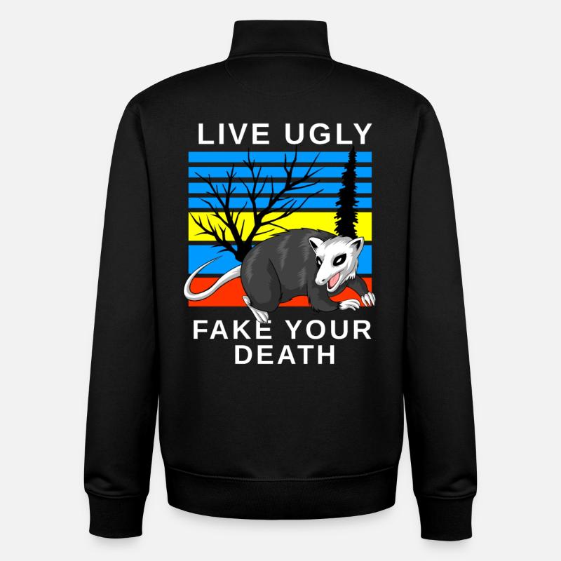 opossum (opossum) - Sweat zippé unisexe en coton bio Stanley/Stella - noir