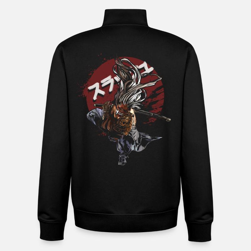 Samurai Katana Warrior – Rising Sun Anime - Sweat zippé unisexe en coton bio Stanley/Stella - noir