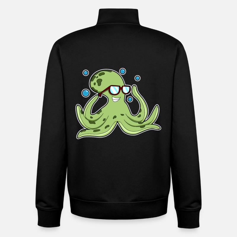 Krake mit Brille - Unisex Organic Zip Sweatshirt von Stanley/Stella - Schwarz