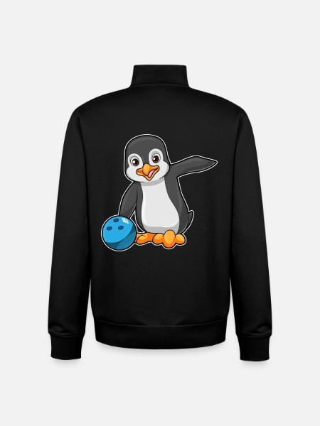 Penguin Bowling Bowling Ball - Unisex Organic Zip Sweatshirt by Stanley/Stella - black