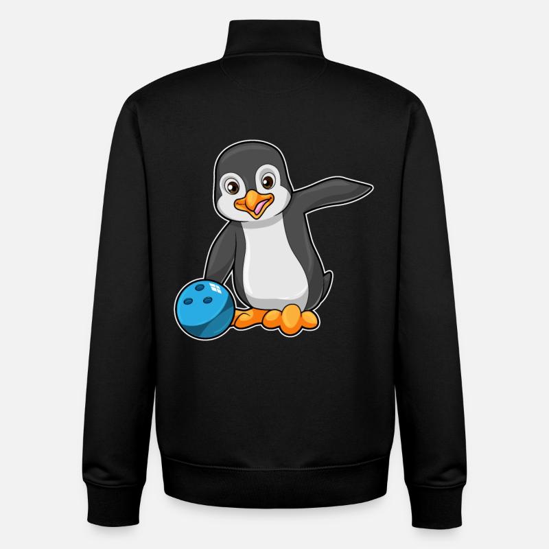 Pinguin Bowling Bowlingkugel - Unisex Organic Zip Sweatshirt von Stanley/Stella - Schwarz