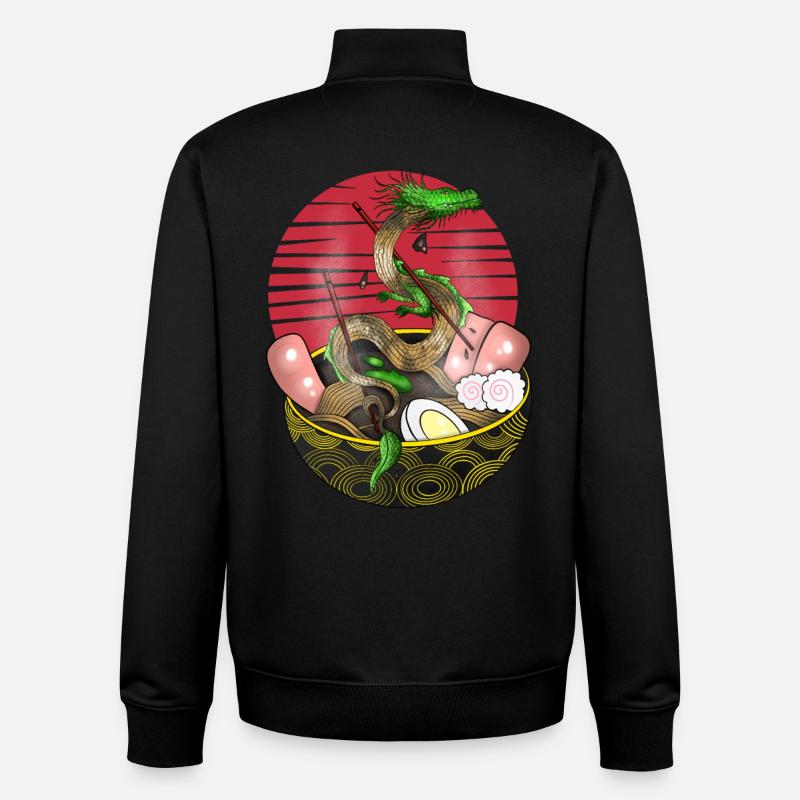 ramen dragon - Sweat zippé unisexe en coton bio Stanley/Stella - noir