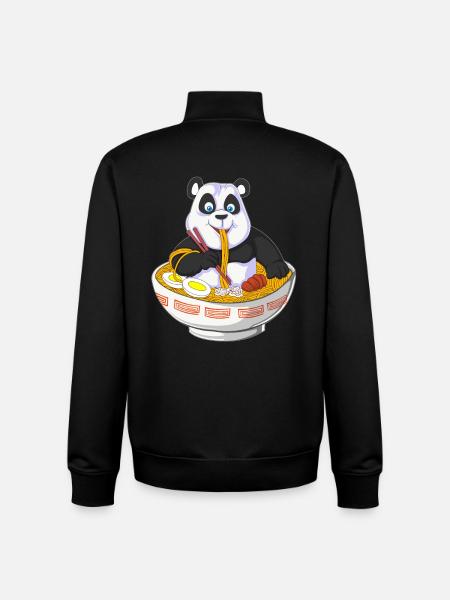 anime panda eating ramen - Unisex Organic Zip Sweatshirt by Stanley/Stella - black