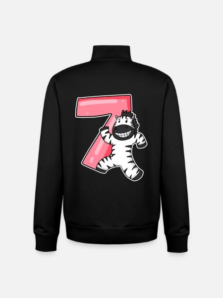 Zèbre 7 ans anniversaire d’enfant - Sweat zippé unisexe en coton bio Stanley/Stella - noir
