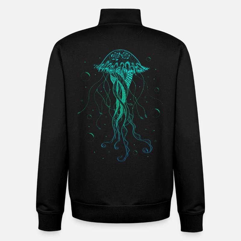 Qualle Meerestier Psychedelische Kunst Geschenk - Unisex Organic Zip Sweatshirt von Stanley/Stella - Schwarz