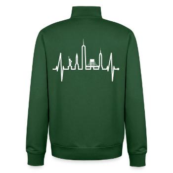New York Skyline rythme cardiaque cardiaque cardiaque USA cadeau - Sweat zippé unisexe en coton bio Stanley/Stella - vert bouteille - Dos - AI Model Male 185 dark (185cm)