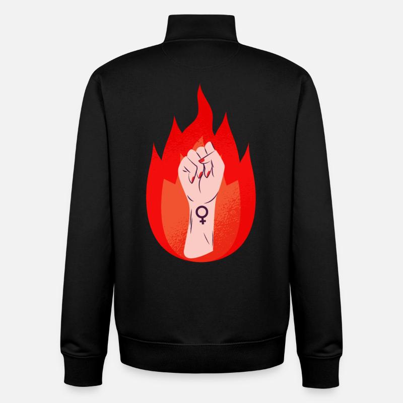 Frauen Zeichen Feminismus Faust - Unisex Organic Zip Sweatshirt von Stanley/Stella - Schwarz