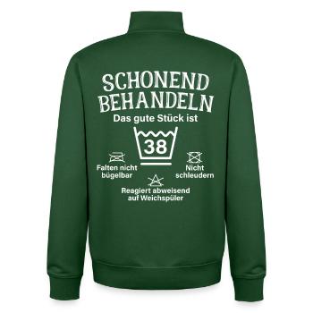 Gentle treat 38 gift for 38th birthday - Unisex Organic Zip Sweatshirt by Stanley/Stella - bottle green - Back - AI Model Male 185 dark (185cm)
