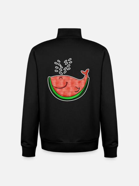 Pastèque Baleine - Sweat zippé unisexe en coton bio Stanley/Stella - noir