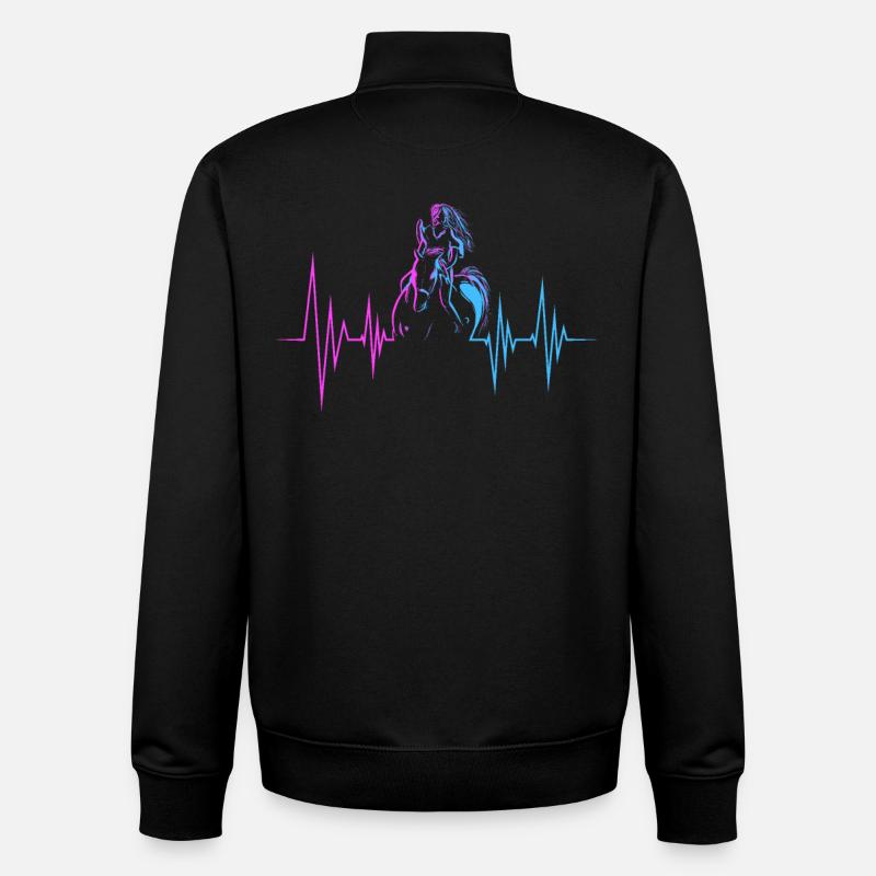 Chevaux battement de coeur cheval équitation cavalière - Sweat zippé unisexe en coton bio Stanley/Stella - noir