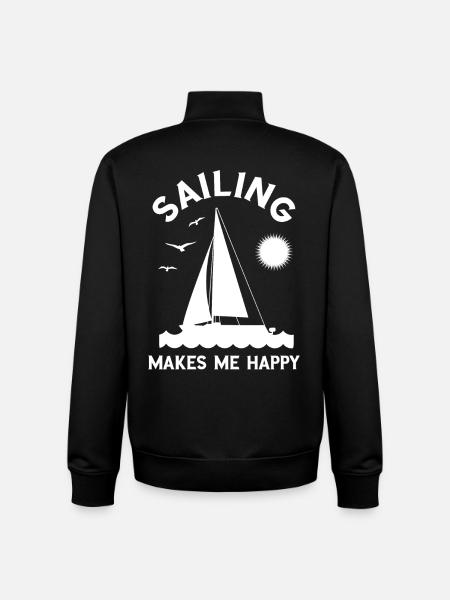 Sailing makes me happy - Sweat zippé unisexe en coton bio Stanley/Stella - noir