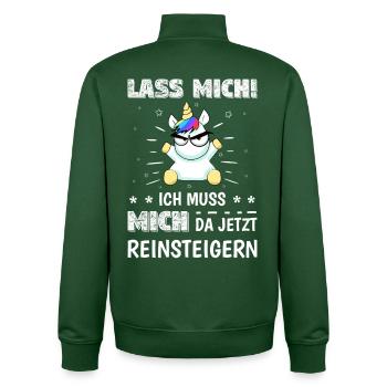 Lass mich ich muss mich da jetzt reinsteigern - Unisex Organic Zip Sweatshirt von Stanley/Stella - Flaschengrün - Hinten - AI Model Male 185 dark (185cm)