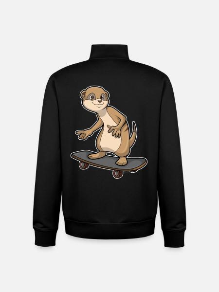 Suricate Skater Skateboard - Sweat zippé unisexe en coton bio Stanley/Stella - noir