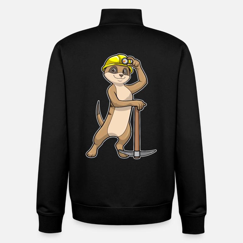 Erdmännchen als Bergarbeiter mit Spitzhacke - Unisex Organic Zip Sweatshirt von Stanley/Stella - Schwarz
