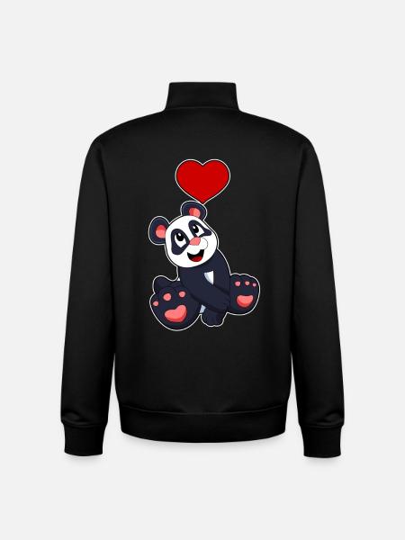 Panda Heart - Unisex Organic Zip Sweatshirt by Stanley/Stella - black