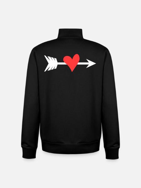 Flèche du cœur - Sweat zippé unisexe en coton bio Stanley/Stella - noir
