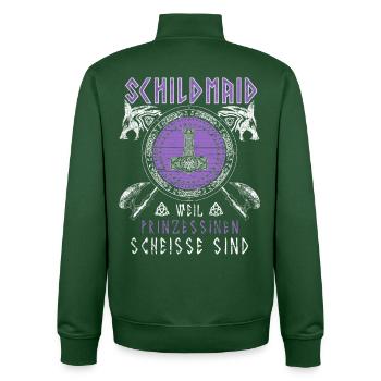 Schildmaid Prinzessinen Wikinger Schild Norse Wolf - Unisex Organic Zip Sweatshirt von Stanley/Stella - Flaschengrün - Hinten - AI Model Male 185 dark (185cm)