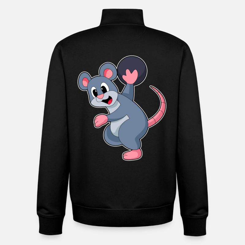 Boule de bowling rat - Sweat zippé unisexe en coton bio Stanley/Stella - noir